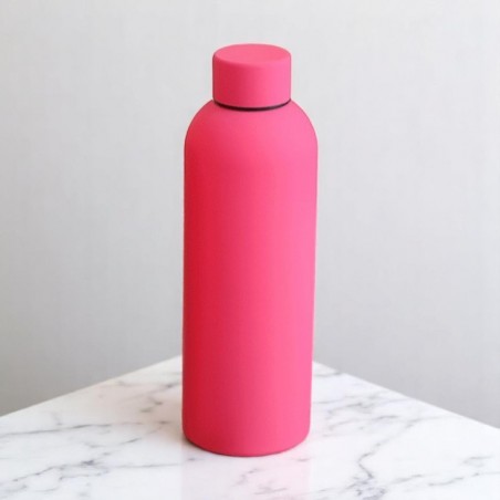Fles, thermosfles 500 ml, roestvrij staal met SOFT TOUCH fuchsia coating BD46F