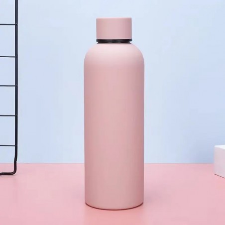 Fles, thermosfles 500 ml, roestvrij staal met SOFT TOUCH-coating lichtroze BD46R