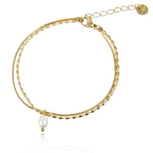 Armband van stainless steel met 14 krt goudplating BST1526