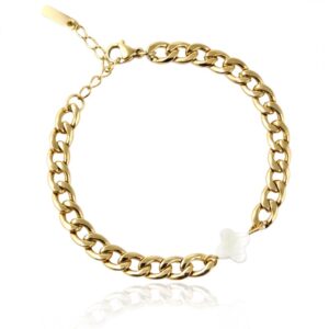 Armband van stainless steel met 14 krt goudplating BST1540