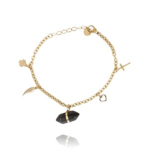 Armband van stainless steel met 14 krt goudplating en bergkristal BST1407CZ