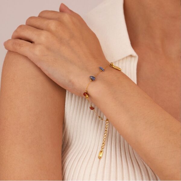 Armband schelpen en stenen van stainless steel met 14 krt goudplating BST1514