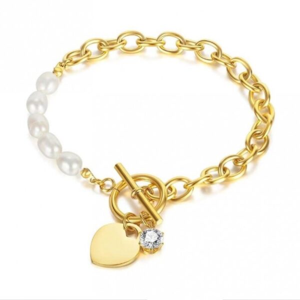 Armband van stainless steel met 14 krt goudplating BST1515