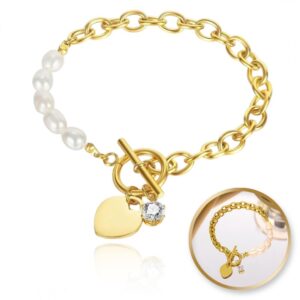 Armband van stainless steel met 14 krt goudplating BST1515