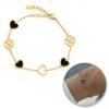 Armband van stainless steel met 14 krt goudplating harten en klaver BST1551