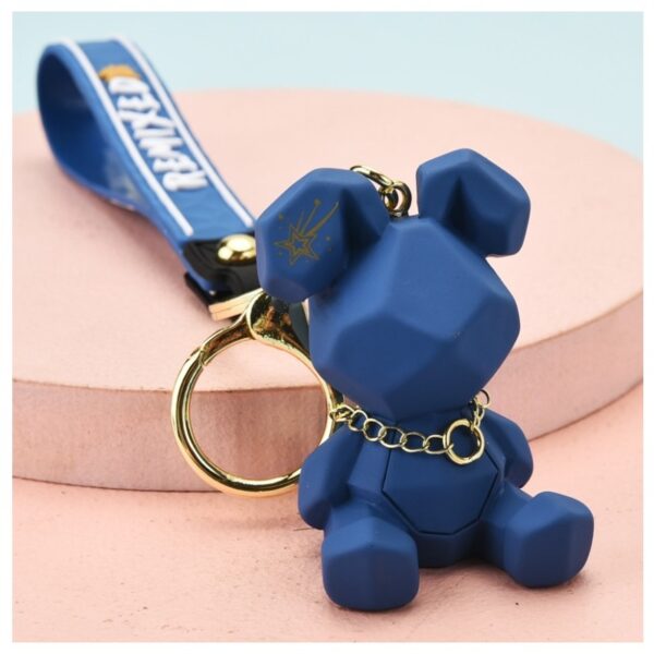 Sleutelhanger geometrische teddybeer blauw BRL158