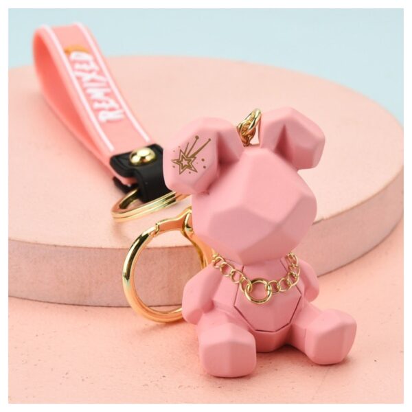 Sleutelhanger geometrische teddybeer roze BRL157