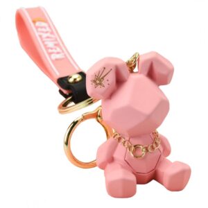 Sleutelhanger geometrische teddybeer roze BRL157
