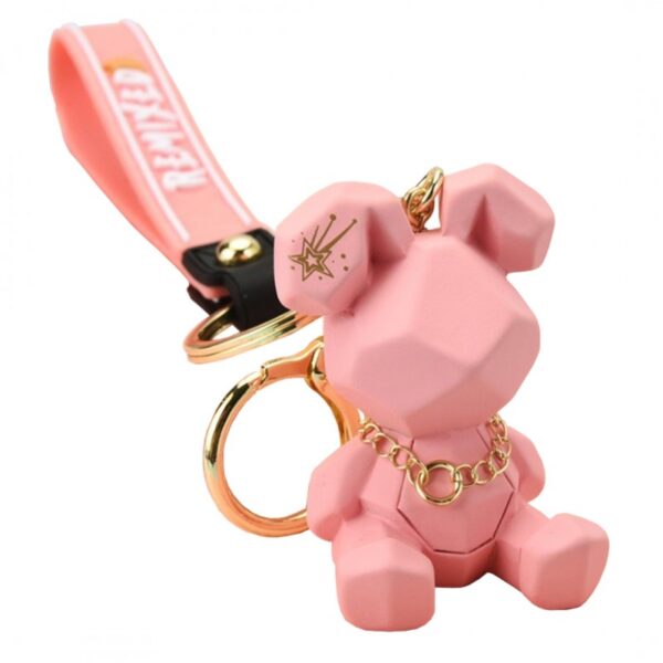 Sleutelhanger geometrische teddybeer roze BRL157