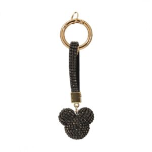 Sleutelhanger beertje hoofd met kristallen zwart BRL250CZ