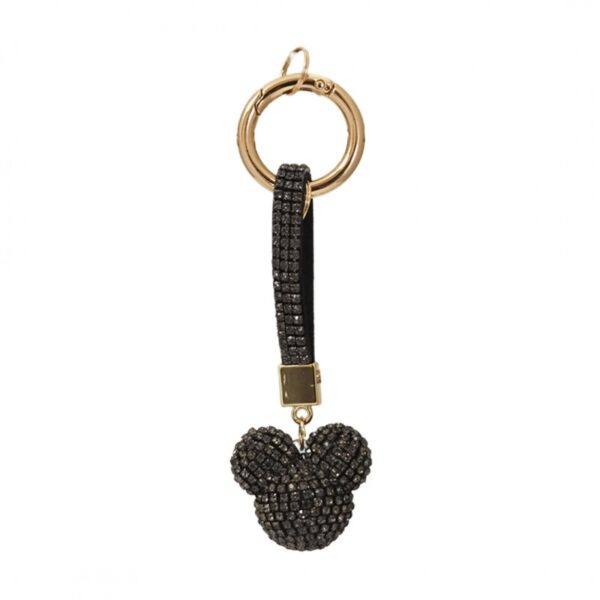 Sleutelhanger beertje hoofd met kristallen zwart BRL250CZ