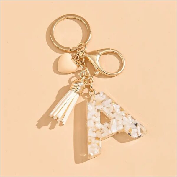Sleutelhanger letter A met steentjes en hartje BRL329A