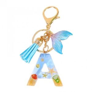 Sleutelhanger letter A zeemeerminstaart schelpen franjes BRL353A