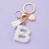 Sleutelhanger letter B met witgouden steentjes en hart BRL329B