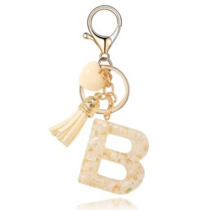 Sleutelhanger letter B met witgouden steentjes en hart BRL329B