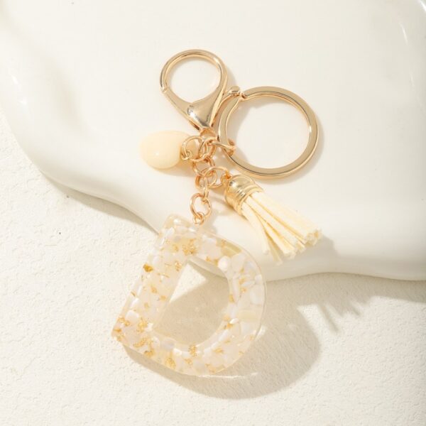 Sleutelhanger letter D met steentjes en hartje BRL329D