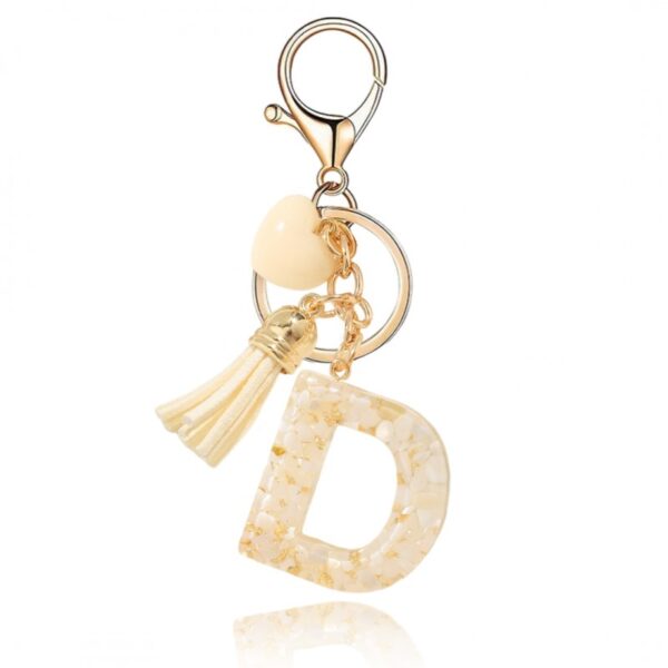Sleutelhanger letter D met steentjes en hartje BRL329D