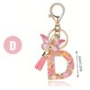 Sleutelhanger LETTER D roze met vlinder en franjes BRL328D