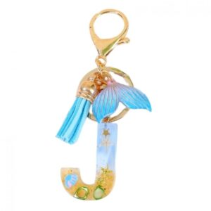 Sleutelhanger letter J zeemeerminstaart schelpen franjes BRL353J