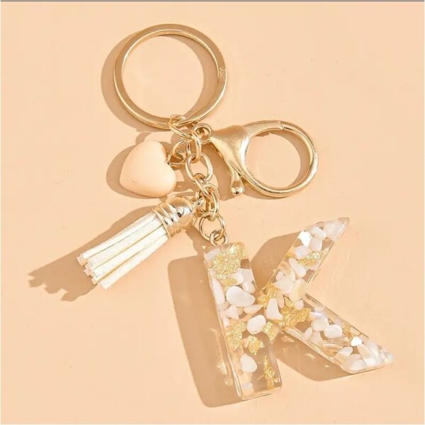 Sleutelhanger letter K met steentjes en hartje BRL329K