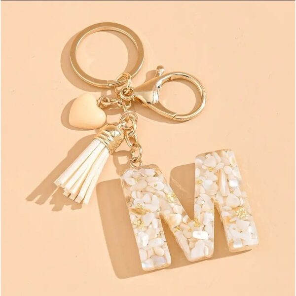 Sleutelhanger letter M met steentjes en hartje BRL329M