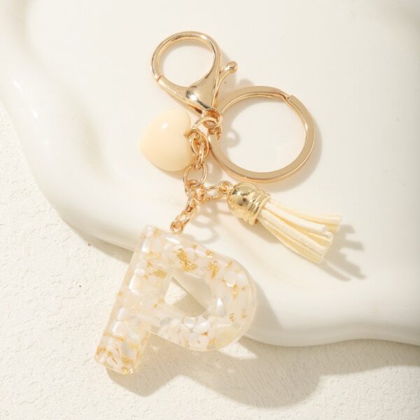 Sleutelhanger letter P met steentjes en hartje BRL329P
