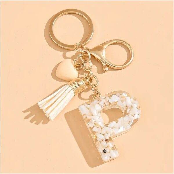 Sleutelhanger letter P met steentjes en hartje BRL329P