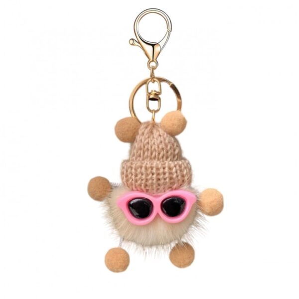 Sleutelhanger Cutie lichtbruin met roze zonnebril BRL336BR