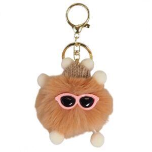 Sleutelhanger Cutie lichtbruin met roze zonnebril BRL336BR