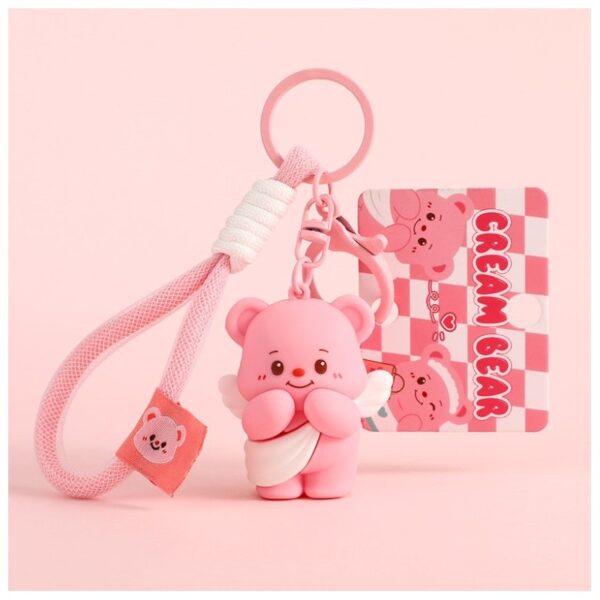 Sleutelhanger beertje met engelenvleugels roze BRL333R