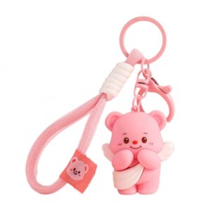 Sleutelhanger beertje met engelenvleugels roze BRL333R