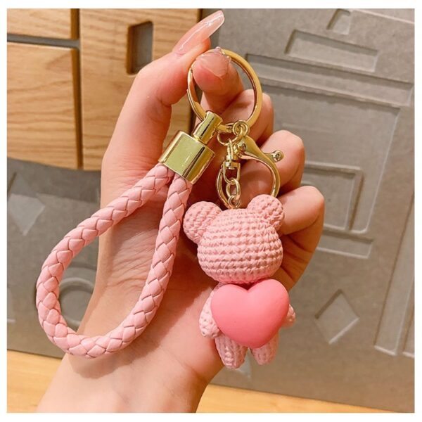 Sleutelhanger beertje met hart roze BRL284