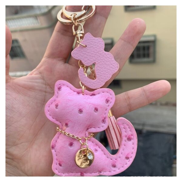 Sleutelhanger cat en franjes roze BRL358
