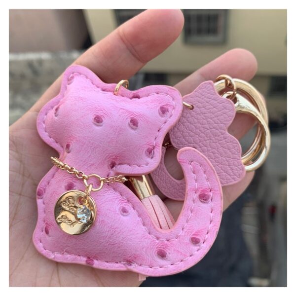 Sleutelhanger cat en franjes roze BRL358