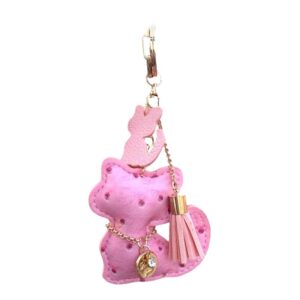 Sleutelhanger cat en franjes roze BRL358