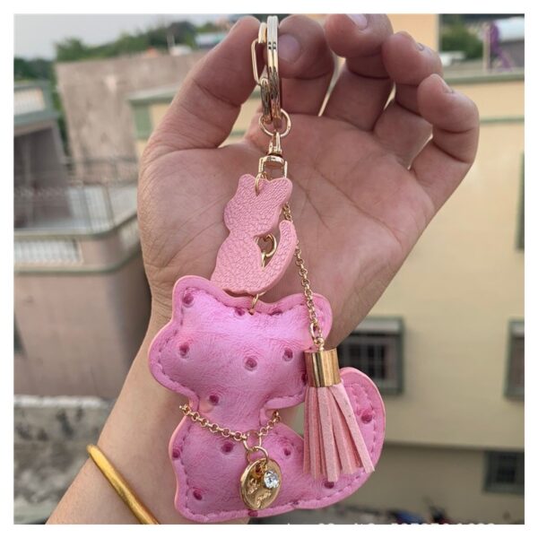Sleutelhanger cat en franjes roze BRL358