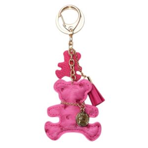 Sleutelhanger beertje en franjes fuchsia BRL357