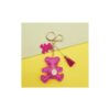 Sleutelhanger beertje en franjes fuchsia BRL357