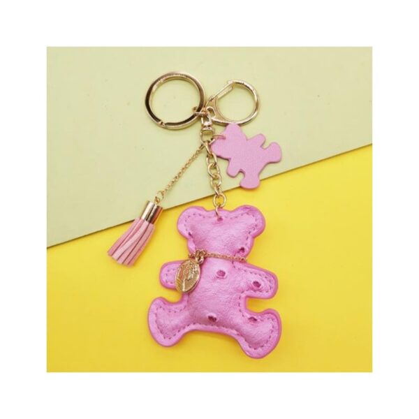 Sleutelhanger beertje en franjes roze BRL356