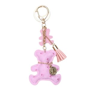Sleutelhanger beertje en franjes roze BRL356