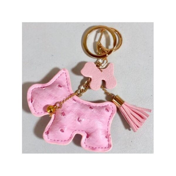 Sleutelhanger hond en franjes roze BRL355