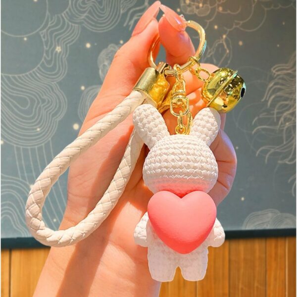Sleutelhanger met bel LIEF KONIJN met HART wit BRL360