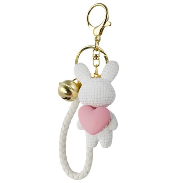 Sleutelhanger met bel LIEF KONIJN met HART wit BRL360