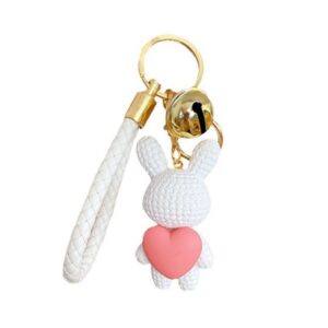 Sleutelhanger met bel LIEF KONIJN met HART wit BRL360