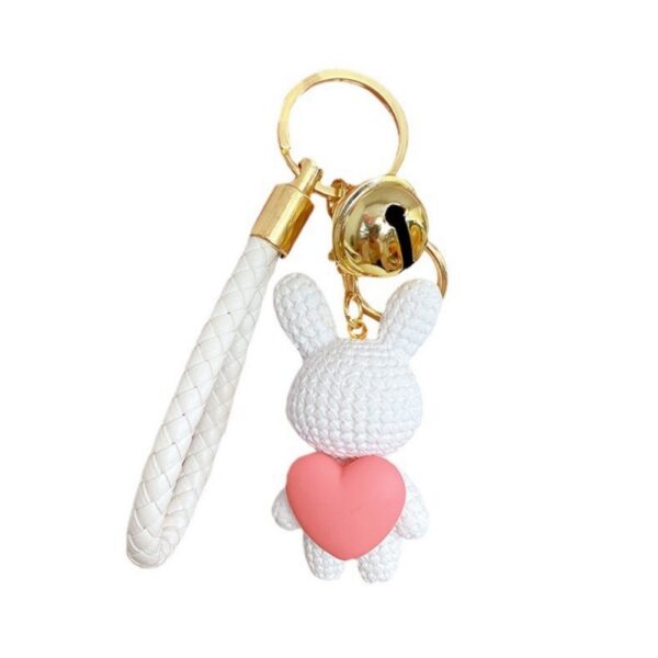 Sleutelhanger met bel LIEF KONIJN met HART wit BRL360