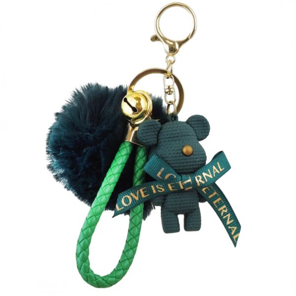 Sleutelhanger beertje en pompon groen