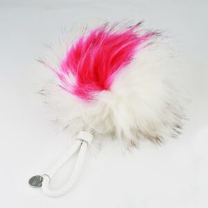 Sleutelhanger Maxi pluis fuchsia met crème BRL9W4