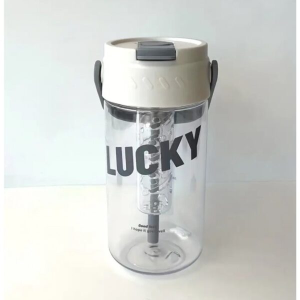 Waterfles met mandje en rietje 600 ml Lucky BD31