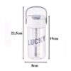 Fles, waterfles met mandje en rietje 800 ml Lucky BD36