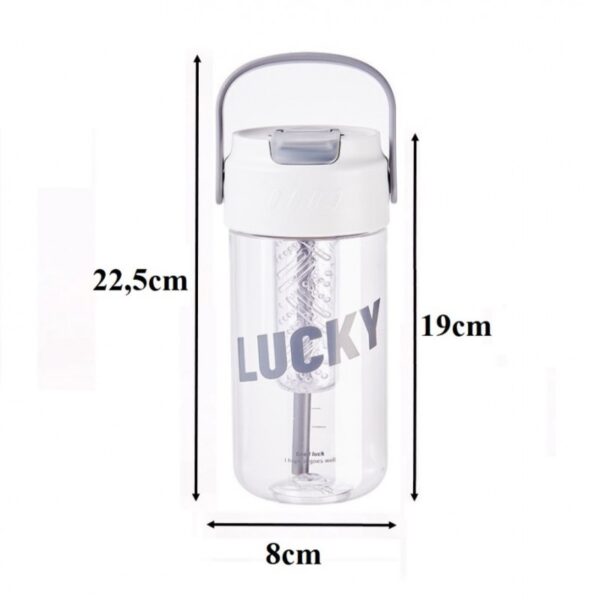 Fles, waterfles met mandje en rietje 800 ml Lucky BD36